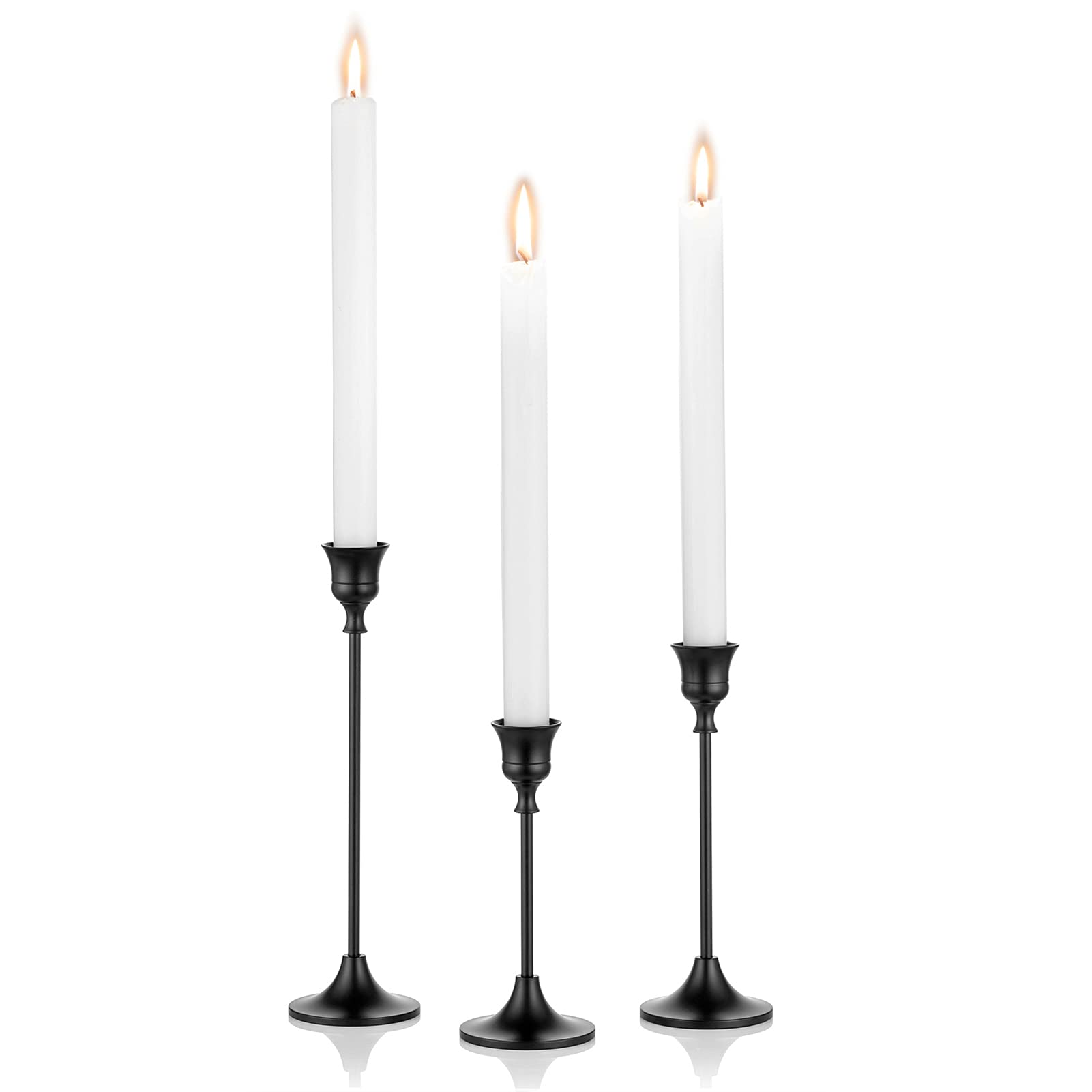 Nuptio 3 Pcs Black Candlestick Holders Taper Candles Holder Candle Stick Holder for Dining Table, Candle Holders for Tapered Can