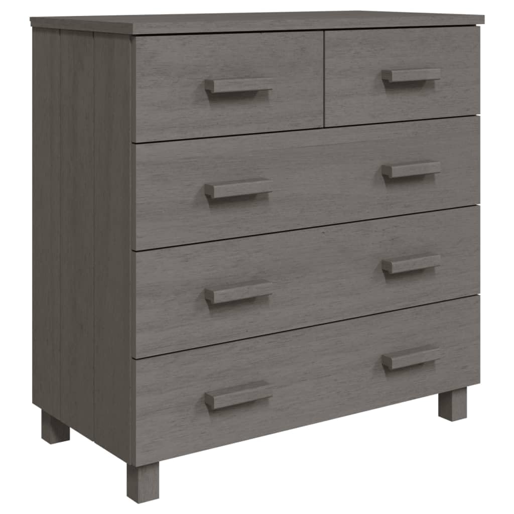 vidaXL Sideboard HAMAR in Light Gray Solid Pinewood, Durable Construction, Smooth Sliding Drawers, Decorative and Practical Addition to Any Room