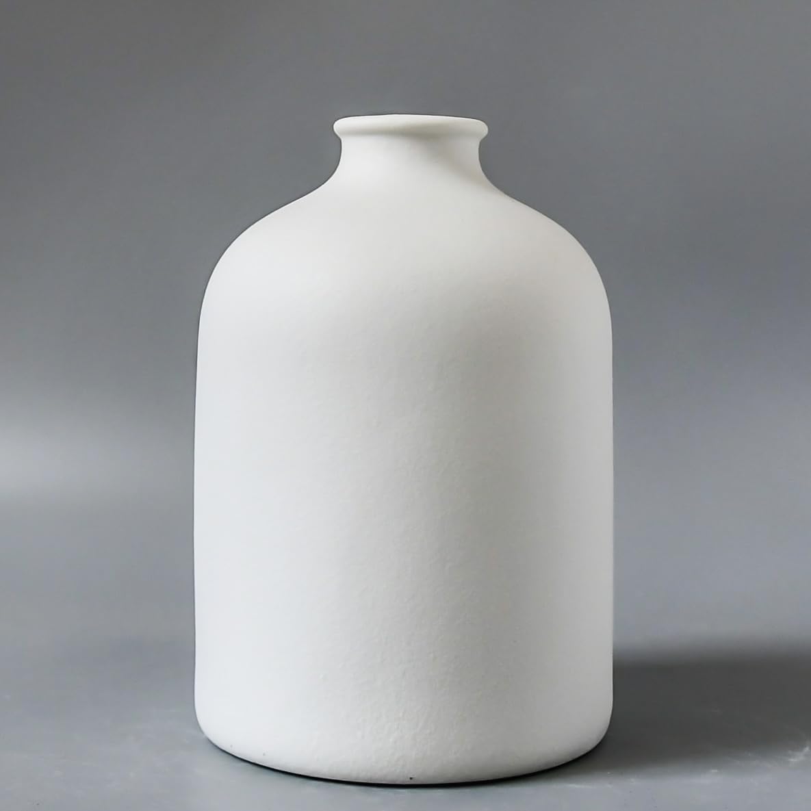 White Ceramic Vase - 7.1 Inch Tall - Minimalist Modern Home Decor, Shelf Decorative Object - Table Centerpiece, Coffee Table, Li