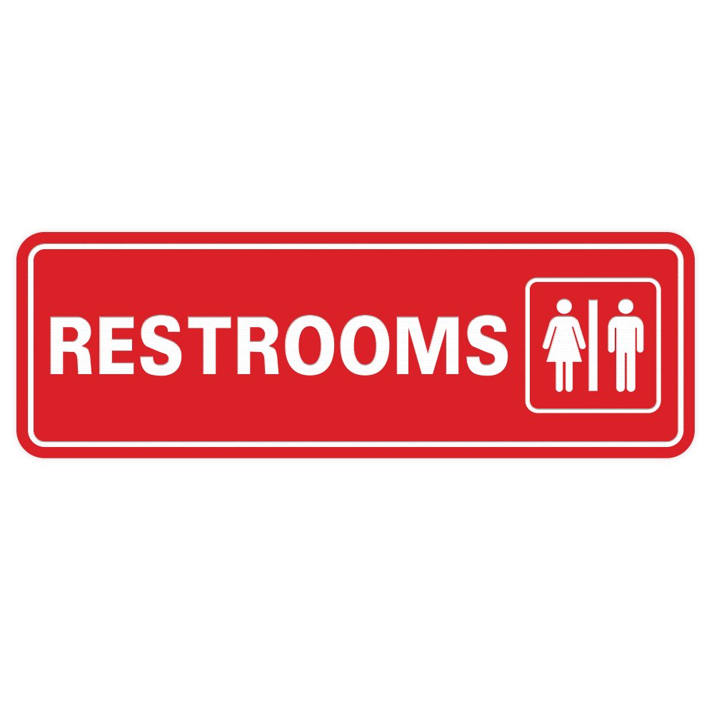 Standard Restrooms Sign -Red - Medium