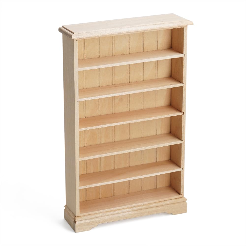 Odoria Dollhouse Bookcase Shelf Miniature: 1/12 Scale Brown Bookshelf Modern Living Room - Mini Wall Shelving for Salon - Tiny W