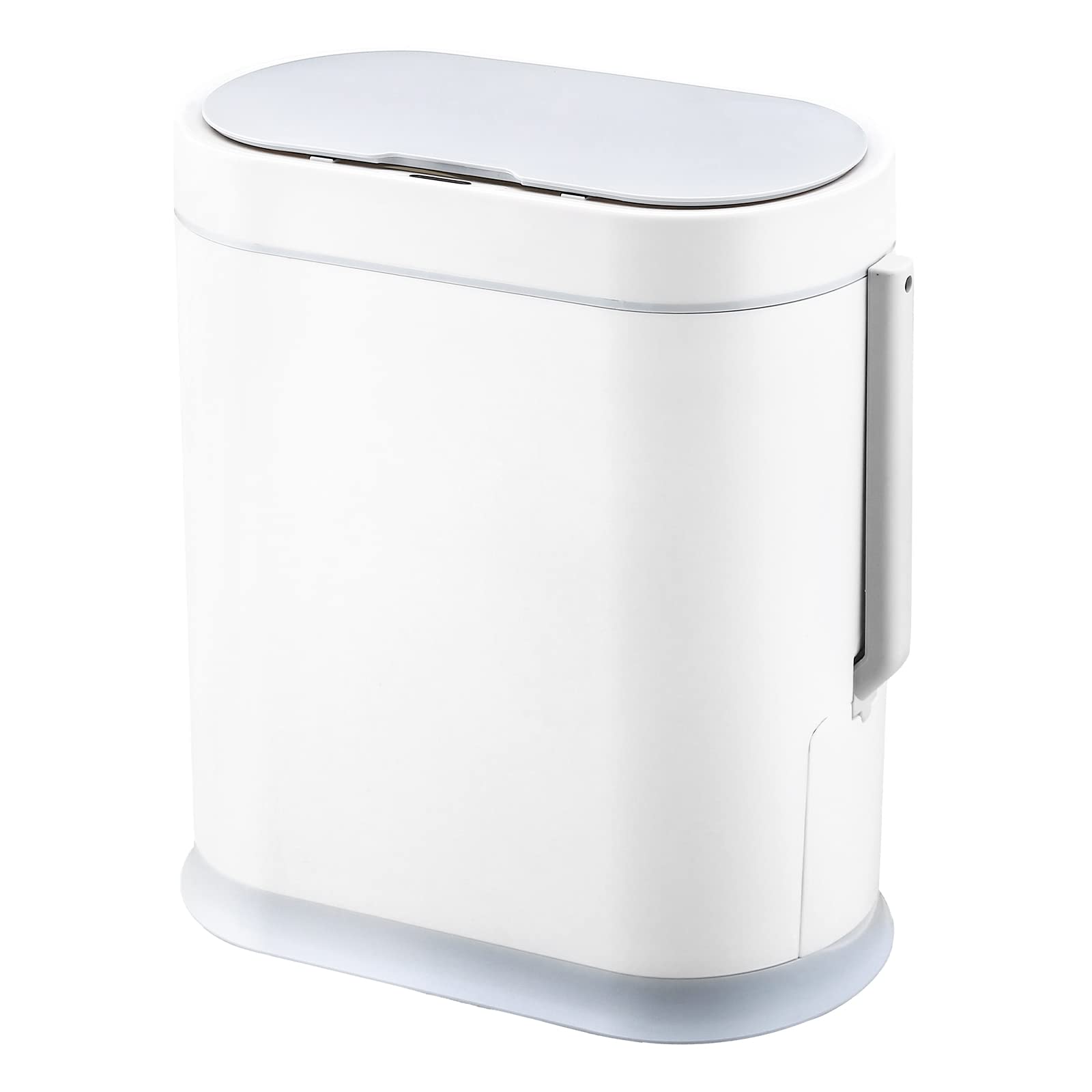 ELPHECO Bathroom Slim Plastic Trash Can with Toilet Brush 2.5 Gallon Waterproof Smart Garbage can with lid Motion Sensor Waste B