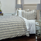 Rizzy Home | BT4052 | King Sham | 20"x36" Blue/Neutral/Brown Woven In Stripes