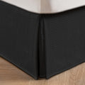 Miye Pleated Waffle Weave Bed Skirt, Tailored Dust Ruffle 16 Inch Drop Easy Fit, Machine Washable (Black, Full - 16' Drop)