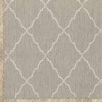 HomeRoots Grey Polypropylene 7’x9’ Gray and Ivory Trellis Indoor Outdoor Area Rug