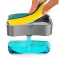 DRUMSTONE ( ) Manual Soap Dispenser with Sponge Holder | 385ml MultiColored Dish Soap & Lotion Pump | Convenient Kitchen Sink
