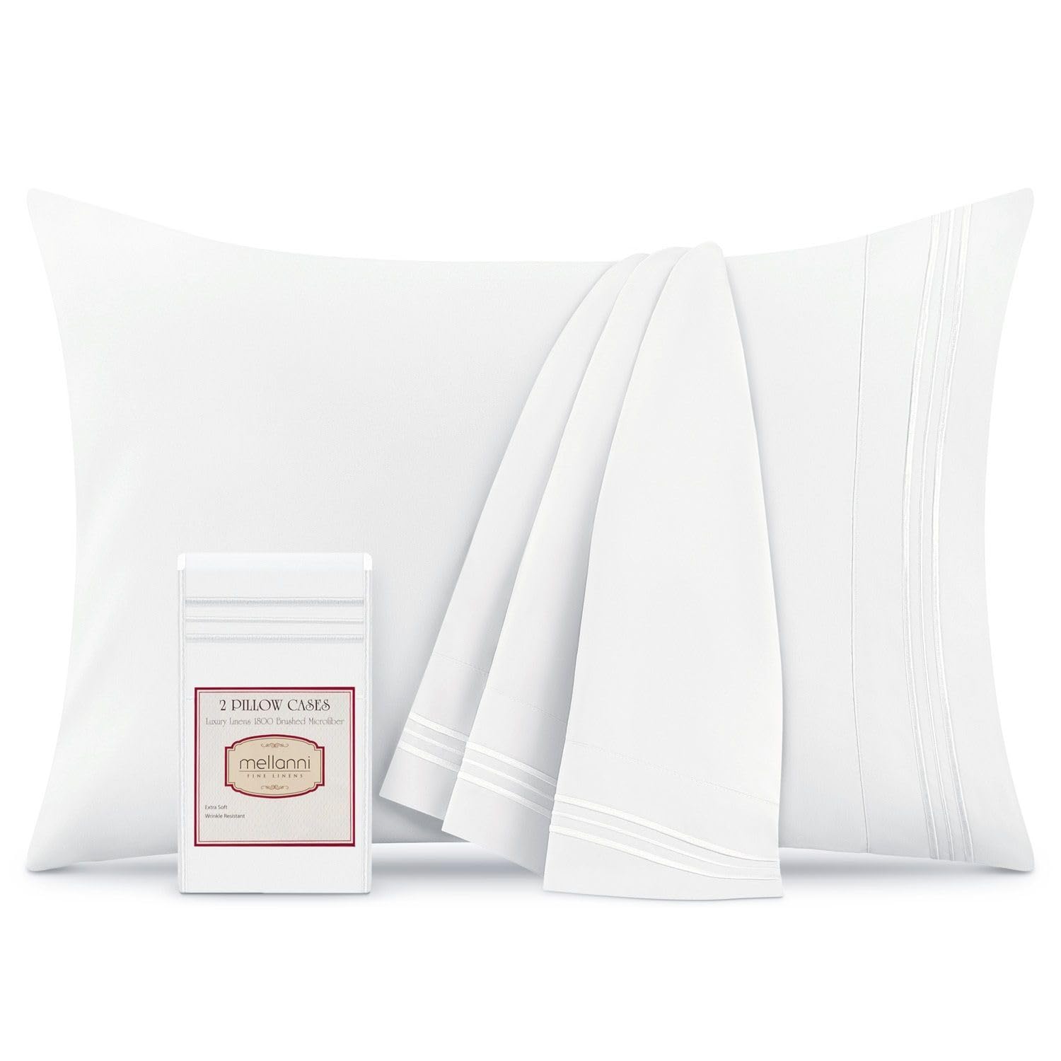 Mellanni Pillow Cases - 2 Pc Iconic Collection Pillowcases - Luxury, Extra Soft, Cooling Pillow Covers - Envelope Closure (King