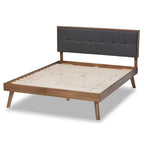 Baxton Studio Alke King Size Dark Gray Fabric Walnut Finished Platform Bed