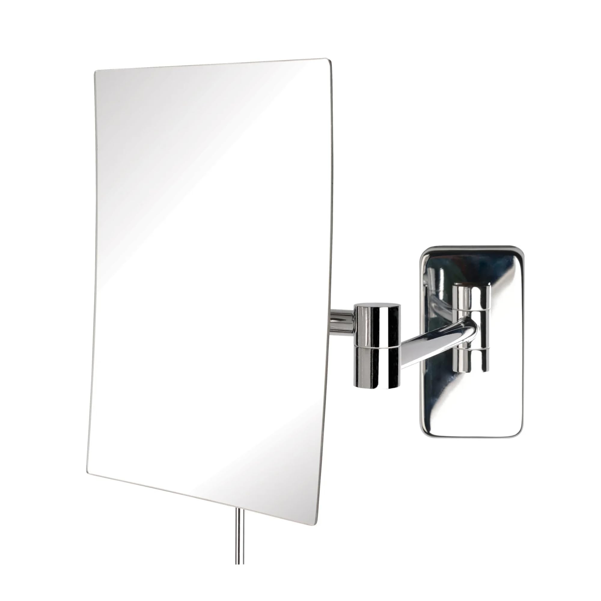 JERDON Wall Mount Makeup Mirror with 5X Magnification - 8.75    x 6.5    Rectangular Mirror Extends 14    - Chrome Finish - Mode