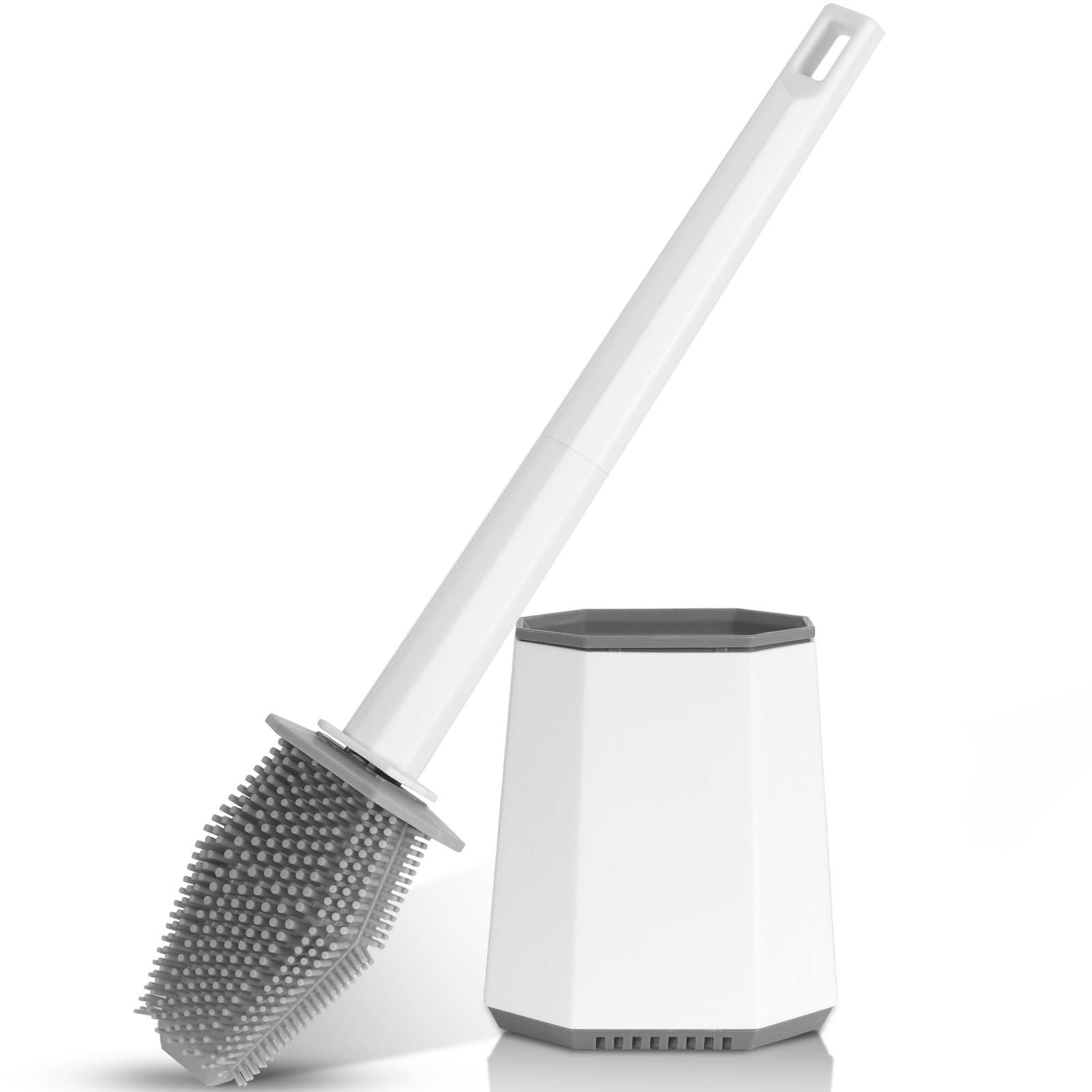 Toilet Brush with Holder, Quick Drying Silicone Stool Holder Set with Wall Mount for Bathroom Guest Toilet