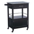 Mitchell Black Kitchen Cart With Granite Top
