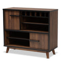 Baxton Studio Margo Walnut Brown and Black Finished Wood Wine Storage Cabinet