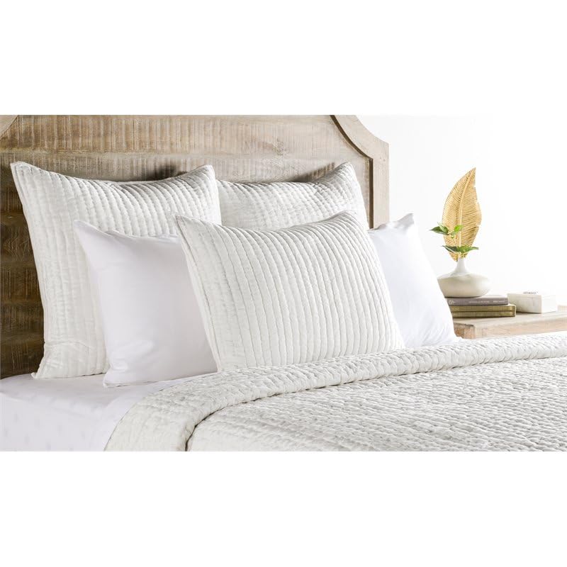Kosas Home Dimitry 96x108 Rayon Velvet & Cotton Sateen King Quilt in Ivory