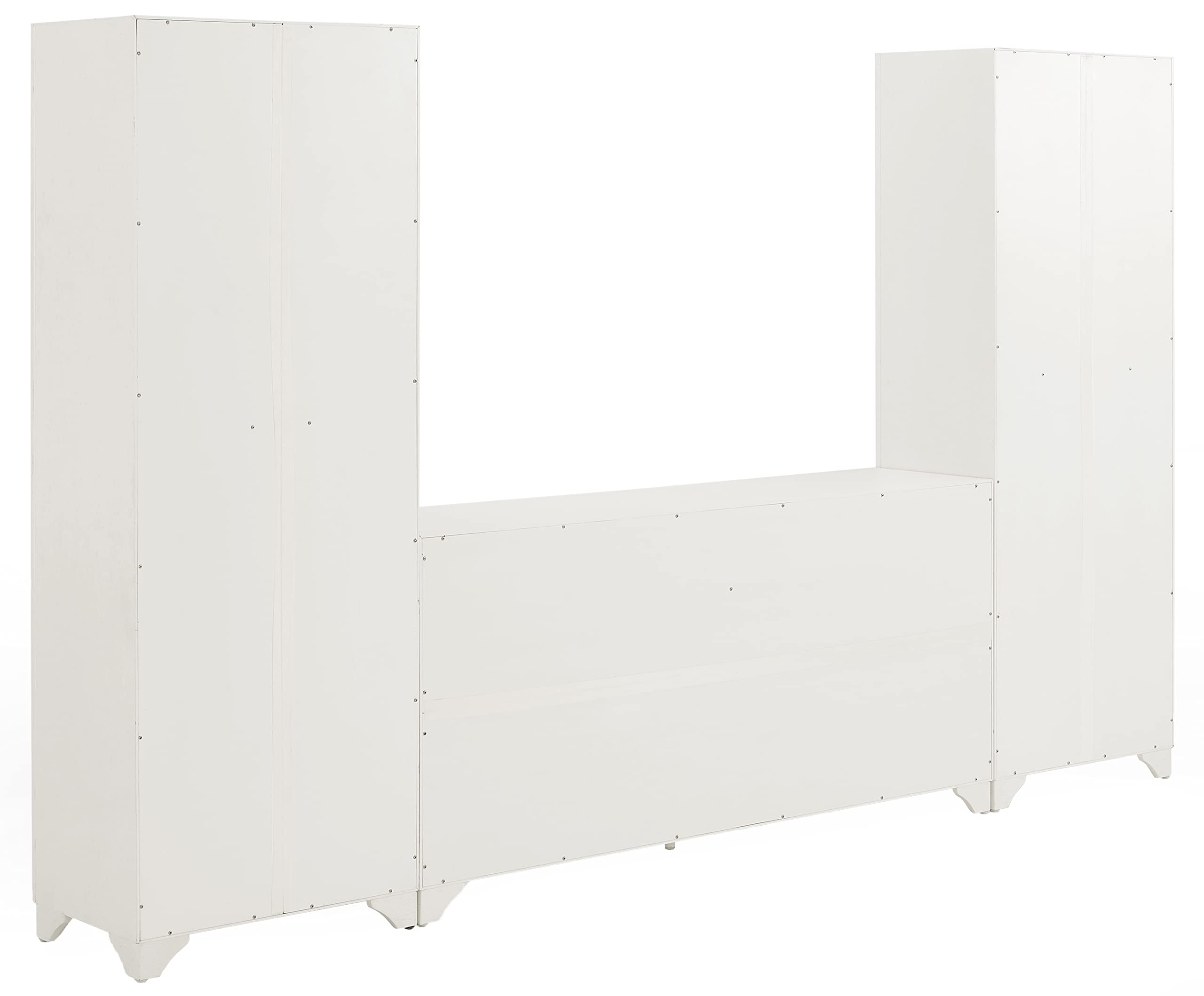 Crosley Furniture Tara 3-Piece Modern Farmhouse Sideboard Buffet Cabinet and Kitchen Storage Pantry Set, Distressed White
