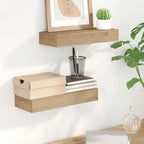 vidaXL Pair of Wall-Mounted Shelves - Solid Teak Wood Brown - Stylish Modern Wall Decor - Space-Saving Storage Solution for Bedroom, Living Room, Office - 15.7""x5.9""x2.4"", 340754