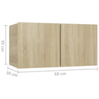 vidaXL TV Cabinet Set 10 Piece Home Indoor Living Room Hanging Wall-Mounted Stereo Plasma HiFi Cabinet TV Unit Furniture Sonoma Oak Engineered Wood