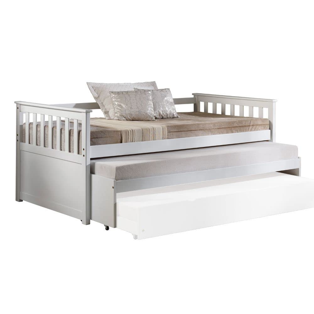 HomeRoots 43 X 80 X 32 White Wood Daybed & Pull-Out Bed