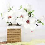 Liucogxi 6 Pcs White Silk Artificial Magnolia Flowers Decoration Bouquet With Long Stem For Home Table Centerpiece Office Vase