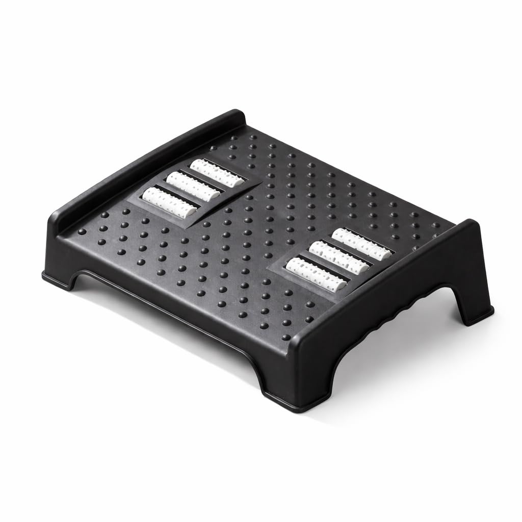 Footrest For Office Desk With Massage Rollers & Anti Slip Base
