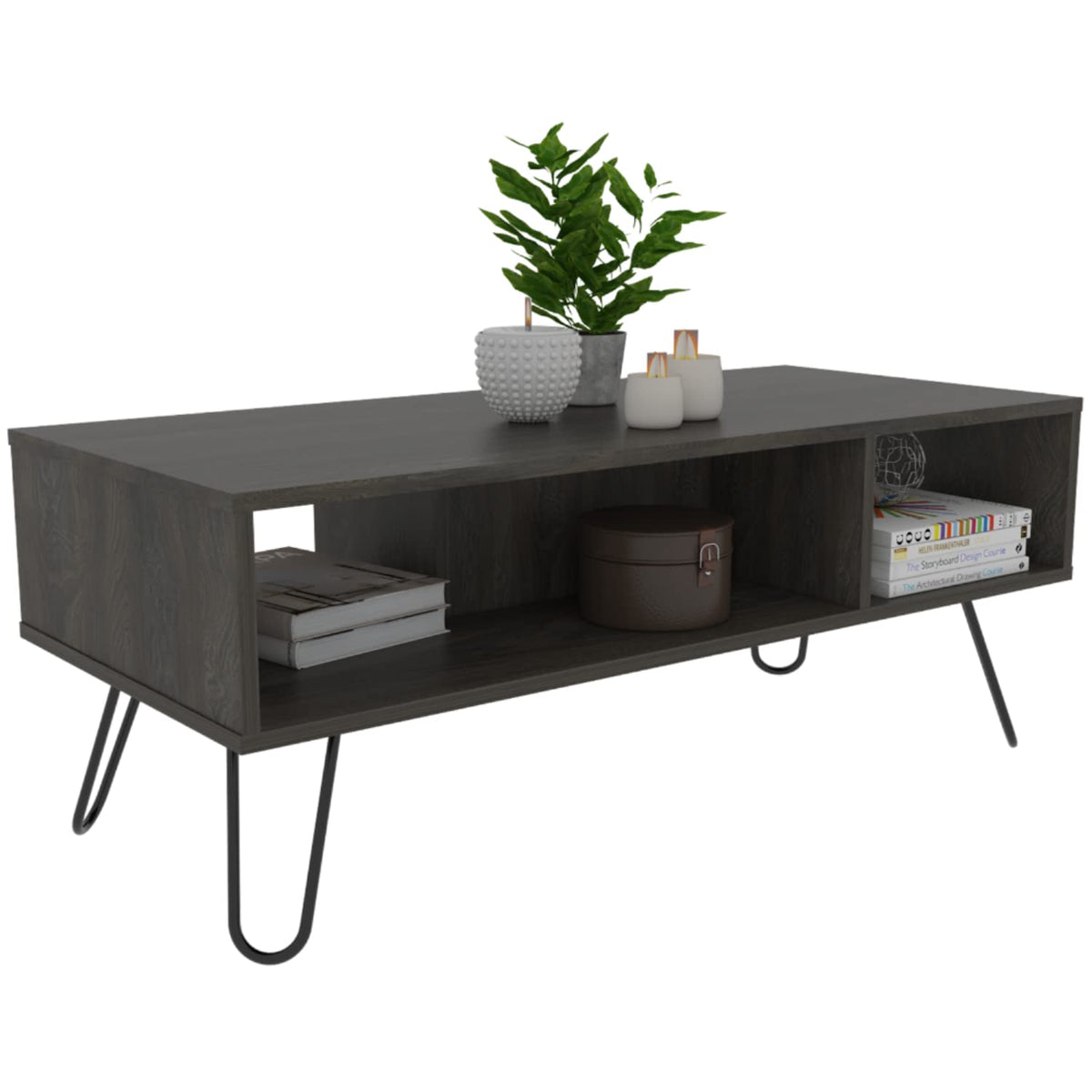 Vassel Coffee Table, 4 Legs, 2 Shelves, Espresso