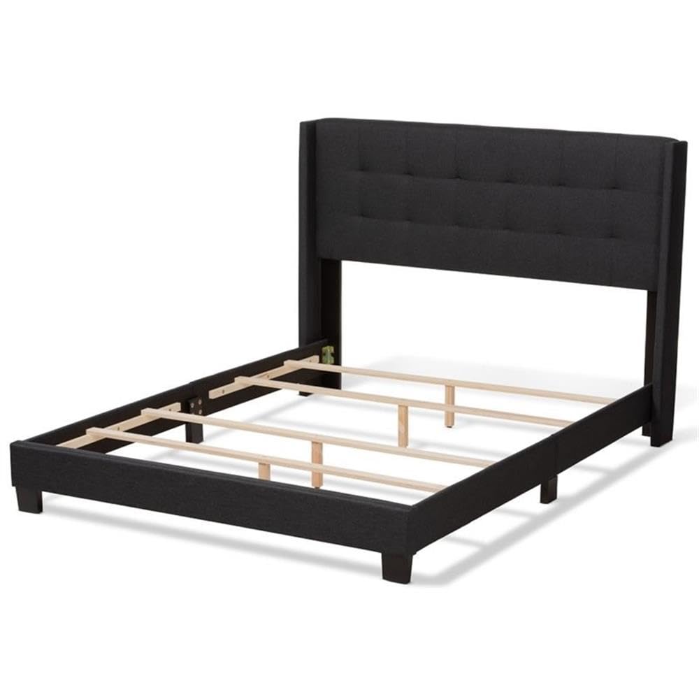 Baxton Studio Lisette Modern and Contemporary Charcoal Grey Fabric Upholstered Queen Size Bed