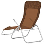 vidaXL 2X Folding Sun Loungers Patio Garden Outdoor Terrace Beach Reclining Chair Sun Day Lounge Camping Bed Sunlounger Textilene Taupe
