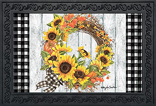 Briarwood Lane Sunflower Fall Wreath Welcome Doormat Autumn Floral Indoor Outdoor 30' X 18'