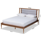 Baxton Studio Regis Modern and Contemporary Transitional Light Grey Fabric Upholstered and Walnut Brown Finished Wood Full Size Platform Bed