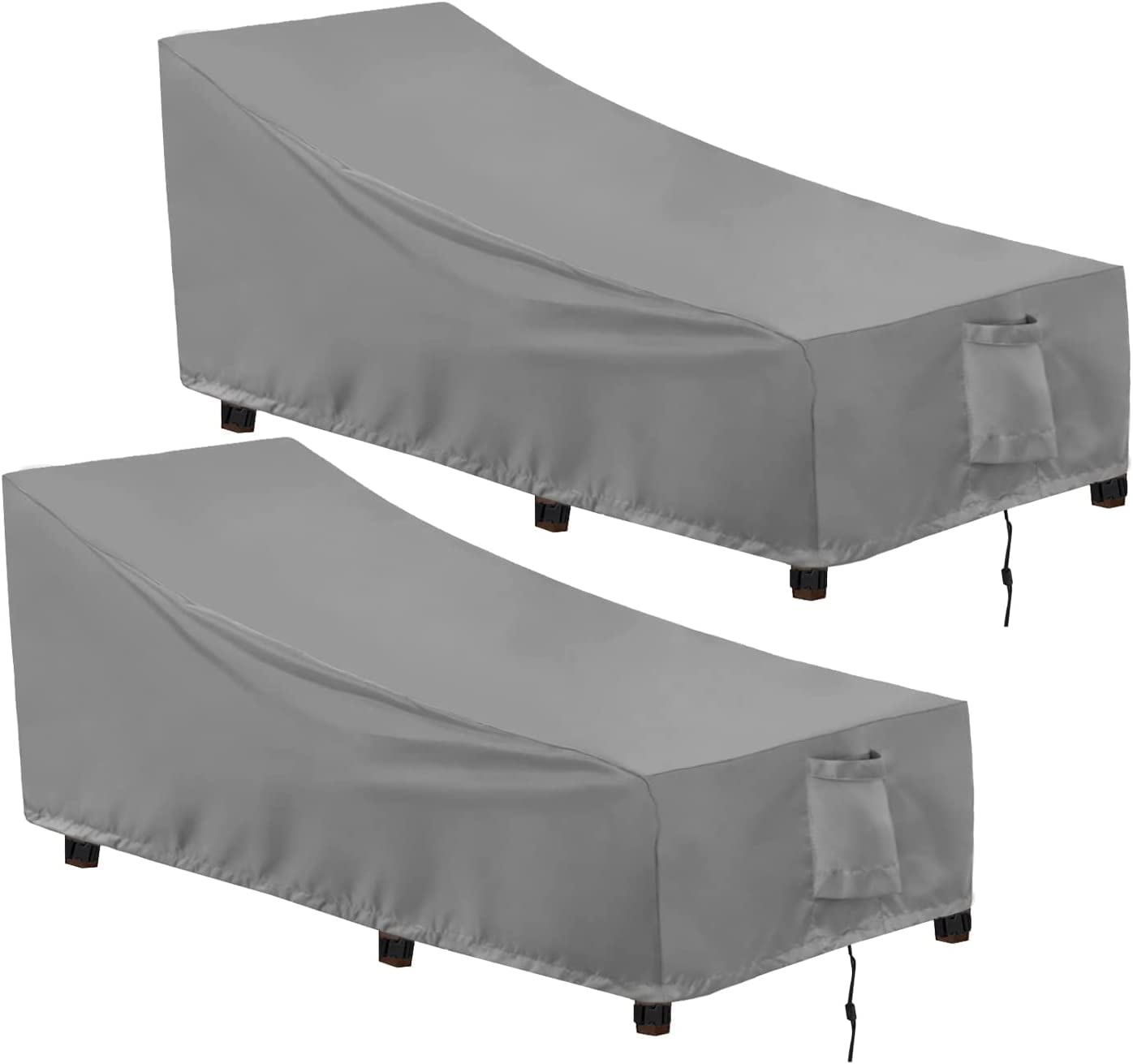 Outdoorlines Outdoor Waterproof Patio Chaise Lounge Chair Cover - Uv Resistant Lounger Covers Heavy Duty Weatherproof Patio Sofa Furniture Covers, 2 Packs, 68Wx30Dx30H Inches, Gray
