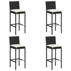 vidaXL Patio Bar Set with Cushions 5 Piece Garden Outdoor Pub Balcony Backyard Terrace Bistro Dining Table Stool Chair Furniture Black