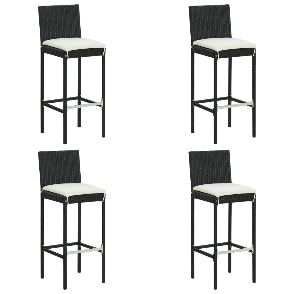 vidaXL Patio Bar Set with Cushions 5 Piece Garden Outdoor Pub Balcony Backyard Terrace Bistro Dining Table Stool Chair Furniture Black
