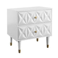Two Drawer Geo Texture Nightstand White