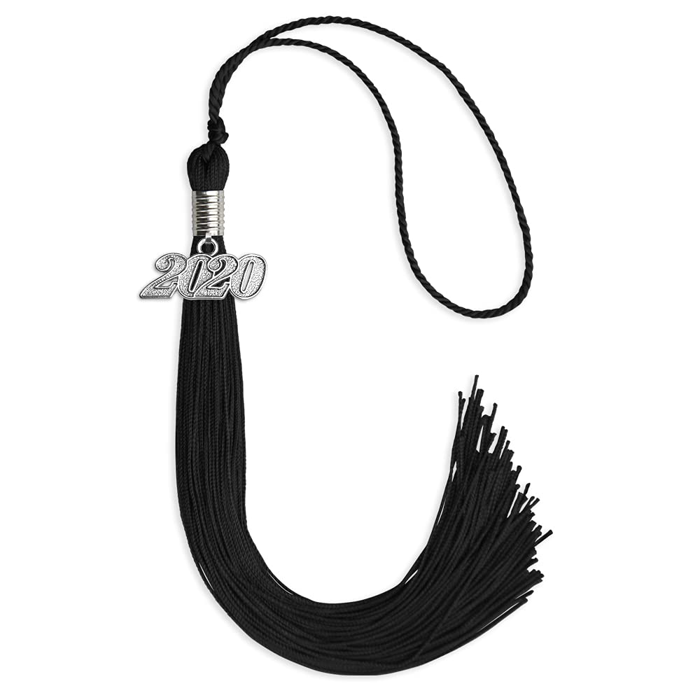Endea Graduation Single Color Tassel with Silver Date Drop (Black, 2020)