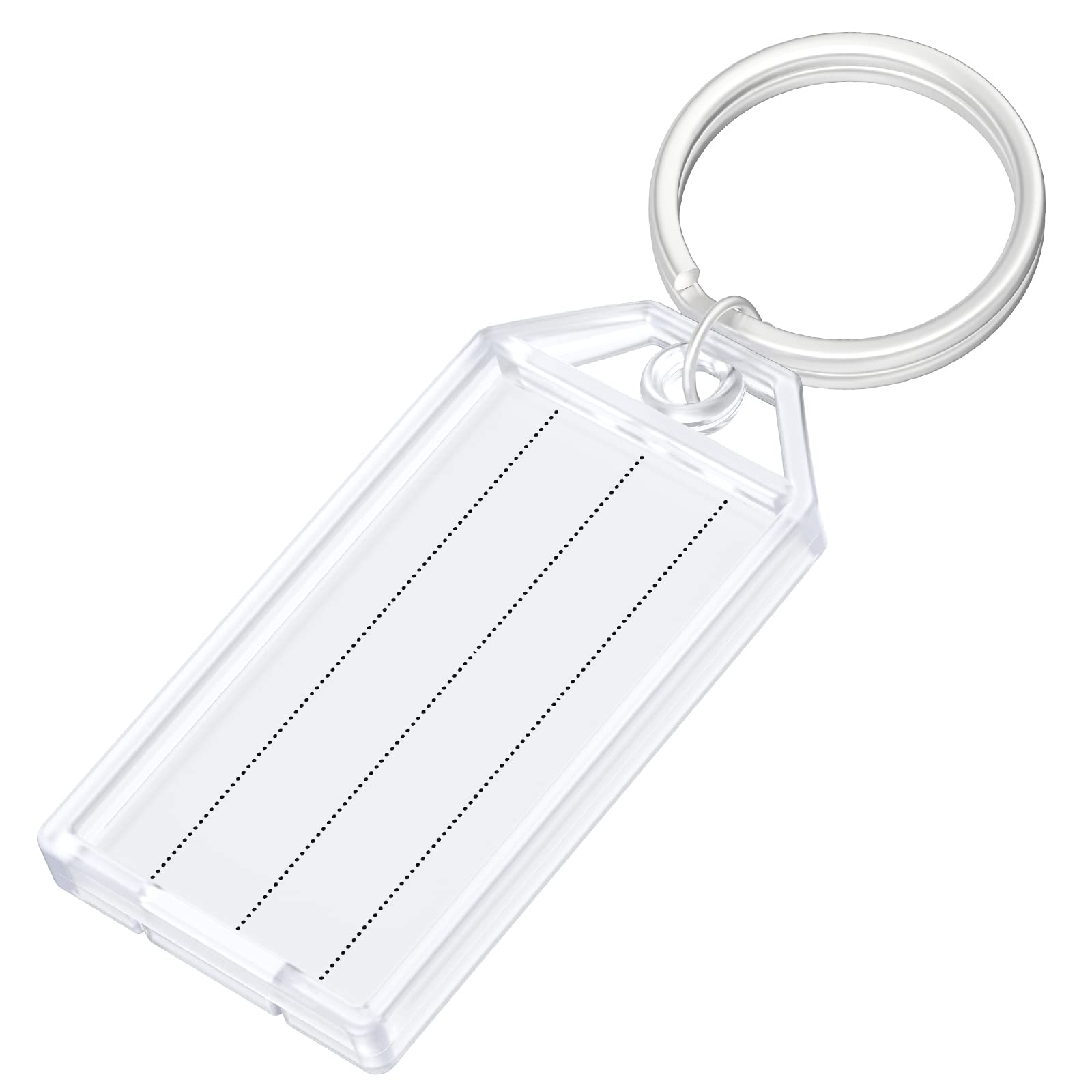 Uniclife 200 Pieces Key Tags 2 Inch Plastic Key Chain Tags With Ruled Blank Paper Labels Transparent Covers And Split Rings Stur