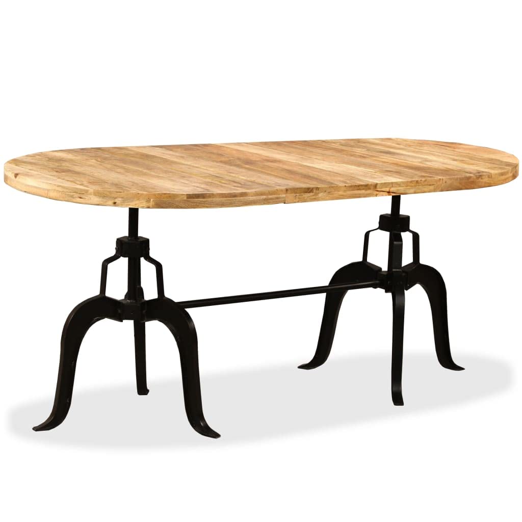 vidaXL Solid Mango Wood Dining Table with Steel Legs - Oval Industrial Style Wooden Kitchen/Dining Room Furniture, Brown
