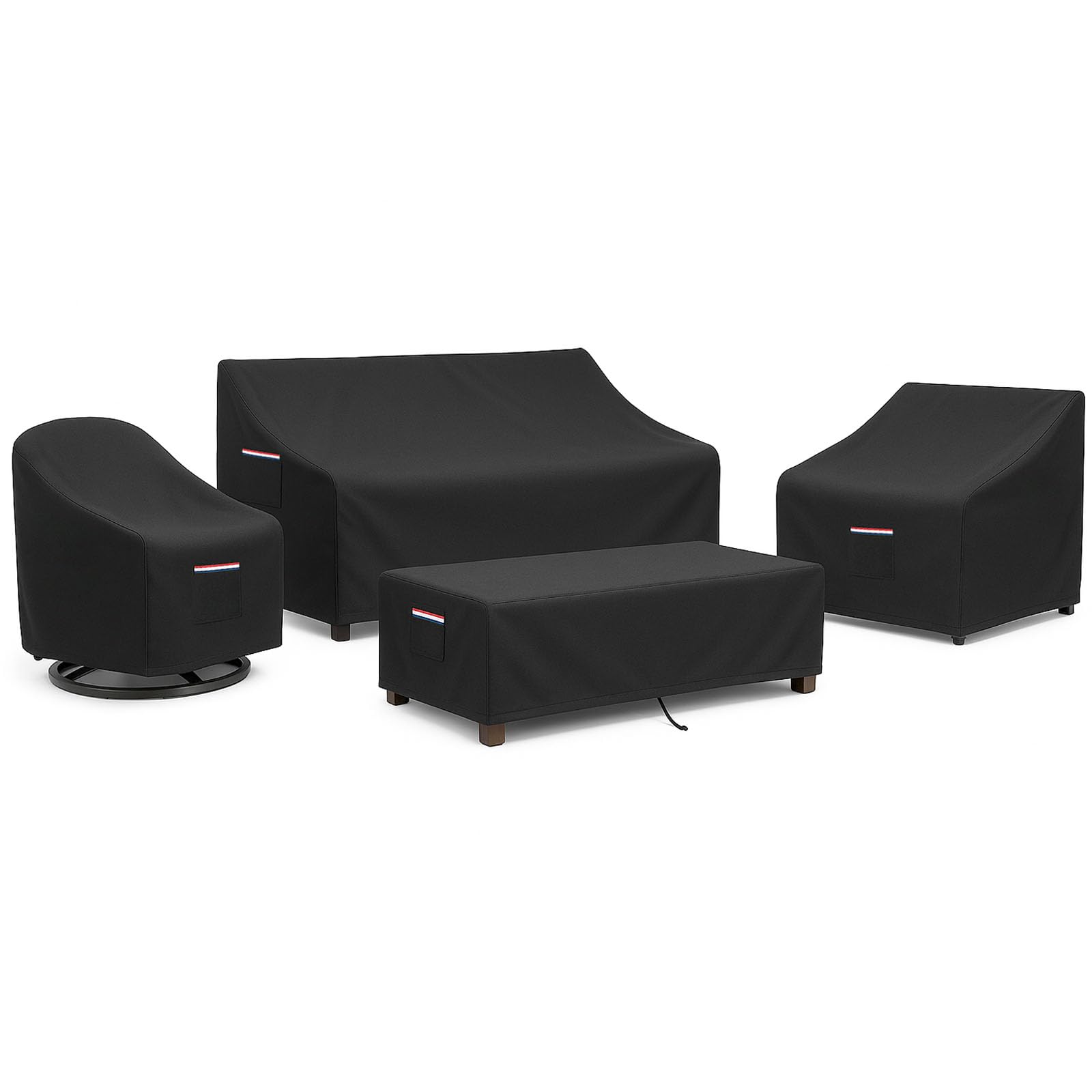 4-Piece Patio Furniture Cover Set, Waterproof Outdoor Furniture Covers for Loveseat, Patio Chairs & Coffee Table, Heavy-Duty 600