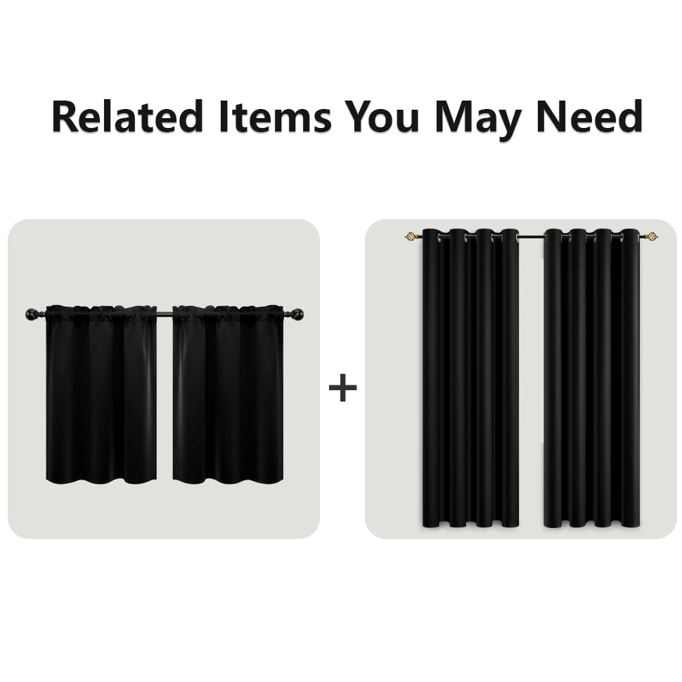 Mrs.Naturall Black Curtains 42X54 Inch Length For Living Room 2 Panels Blackout Room Darkening Curtain For Bedroom