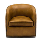 Comfort Pointe Tyler Midnight Blue Faux Leather Swivel Arm Chair with Nailhead Trim
