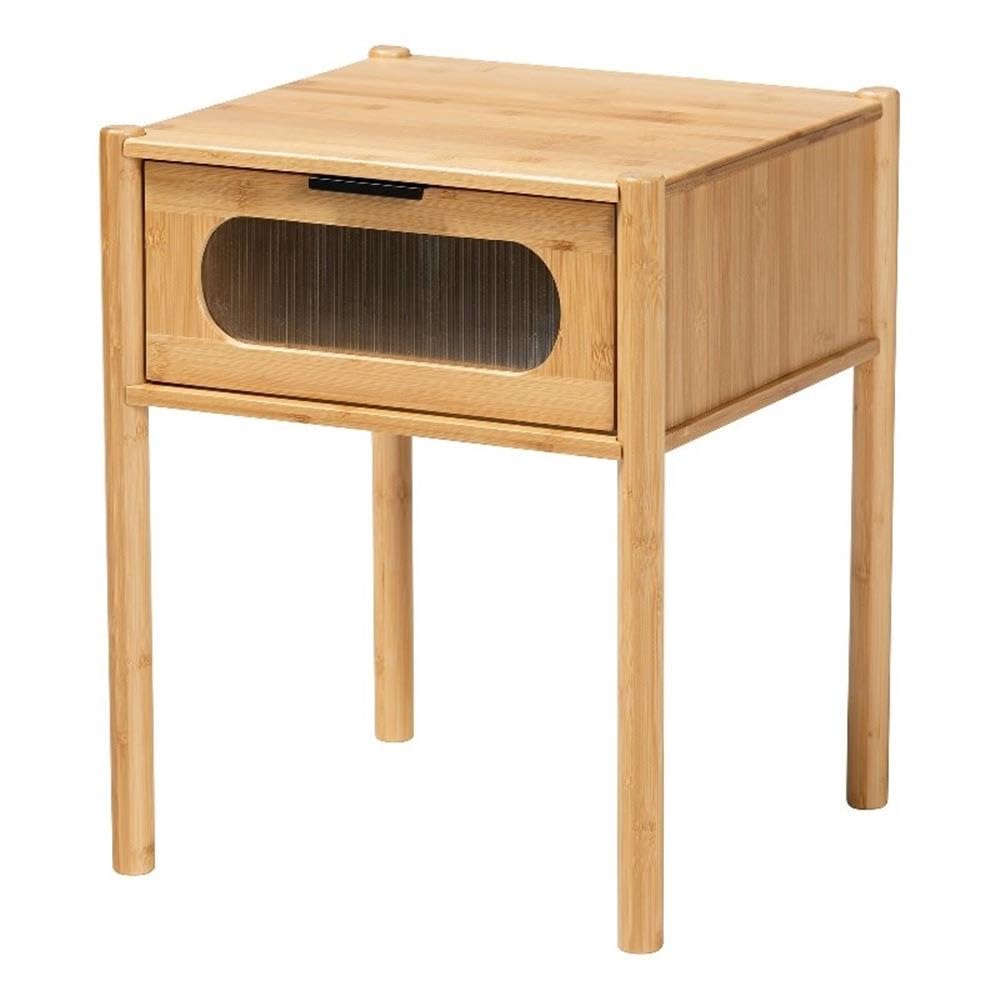 Baxton Studio Naresh Natural Brown Bamboo Wood 1-Drawer End Table