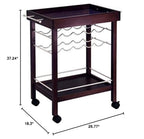 Ergode Wood Jeston Entertainment Cart | Stylish, Elegant, Durable | Ample Surface Space, Storage Drawers, Shelves | Removable Wine Holder | (92329-VV)
