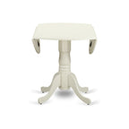 East West Furniture DLGR3-WHI-W 3 Piece Dining Table Set for Small Spaces Contains a Round Dining Room Table with Dropleaf and 2 Wood Seat Chairs, 42x42 Inch, Linen White