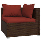 vidaXL Patio Lounge Set 9 Piece, Patio Furniture Set for Outdoor Garden, Sectional Sofa with Cushions, Corner Sofa, Brown Poly Rattan