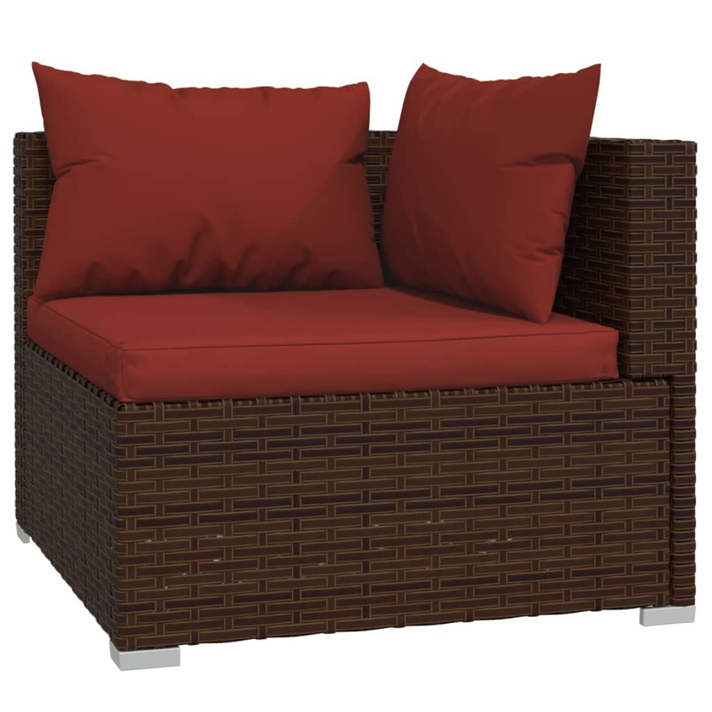 vidaXL Patio Lounge Set 9 Piece, Patio Furniture Set for Outdoor Garden, Sectional Sofa with Cushions, Corner Sofa, Brown Poly Rattan