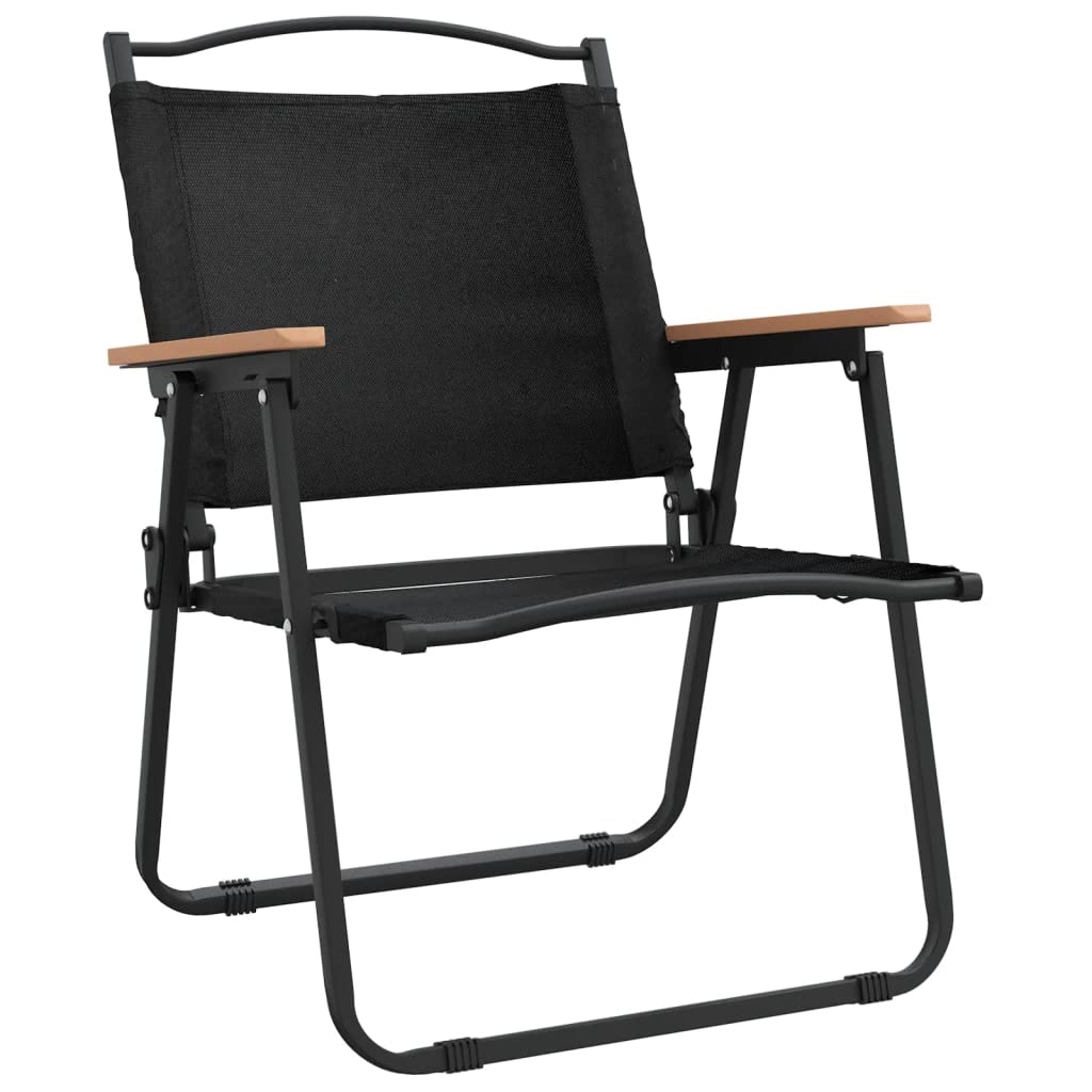 vidaXL Set of 2 Lightweight and Foldable Patio Camping Chairs, Black 500D Oxford Fabric with PE Coating, Powder-Coated Steel Frame, Perfect for Outdoor Use, 21.3" x 21.7" x 30.7"