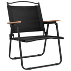 vidaXL Set of 2 Lightweight and Foldable Patio Camping Chairs, Black 500D Oxford Fabric with PE Coating, Powder-Coated Steel Frame, Perfect for Outdoor Use, 21.3" x 21.7" x 30.7"