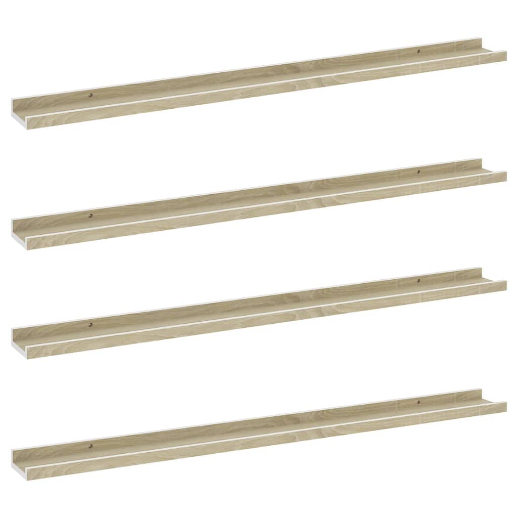 Wall Shelves Skm Wall Shelves 4 Pcs White And Sonoma Oak 39.4 Inch X3.5 Inch X1.2 Inch