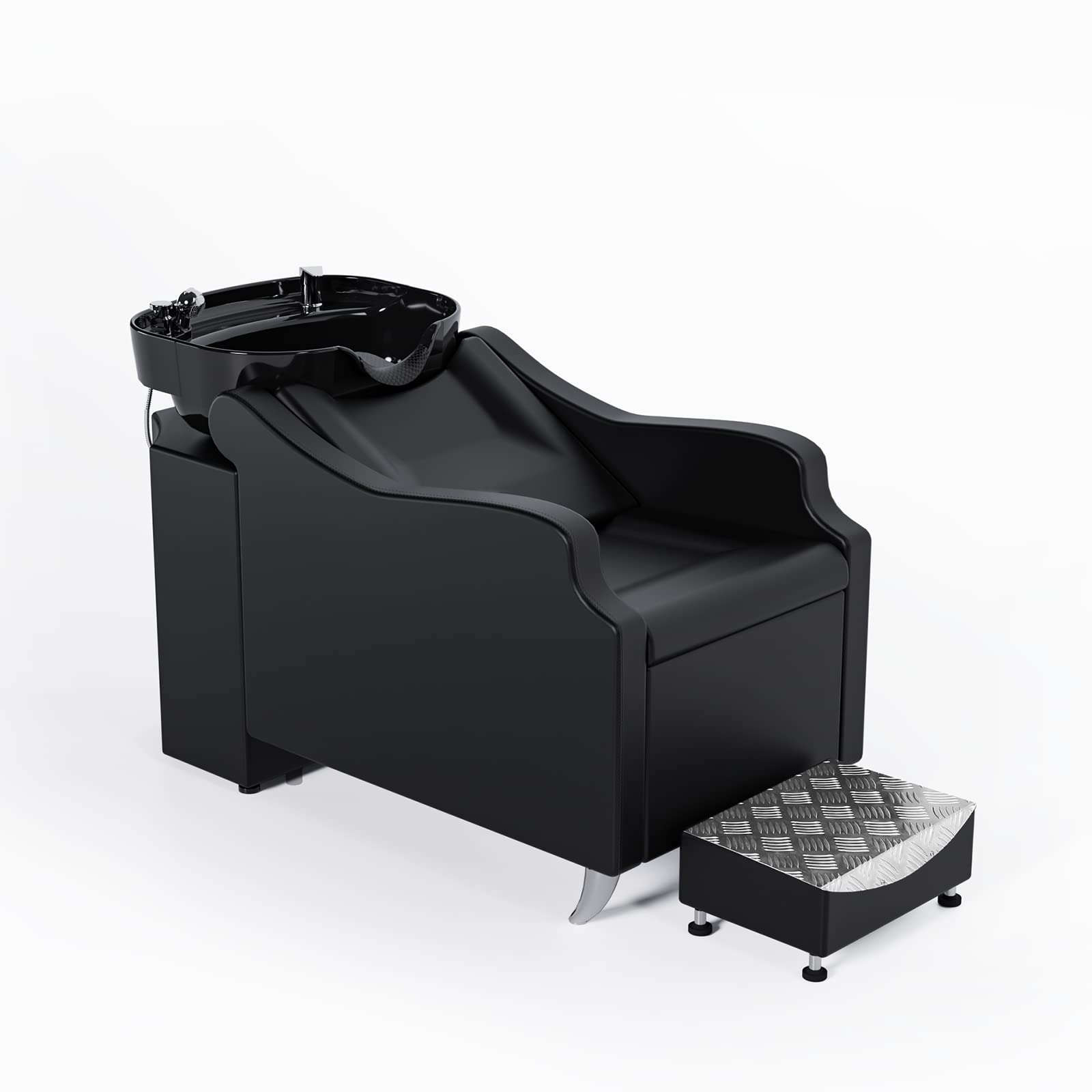 OmySalon Shampoo Backwash Unit with Large Porcelain Bowl, Salon Sink Hair Wash Chair Shampoo Station, Barbershop Beauty Spa Mass