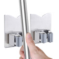 2 Pack Mop Broom Holder Racks 304 Stainless Steel Self Adhesive Heavy Duty Wall Mounted Mop Organizer Storage Clip Multi-Used fo