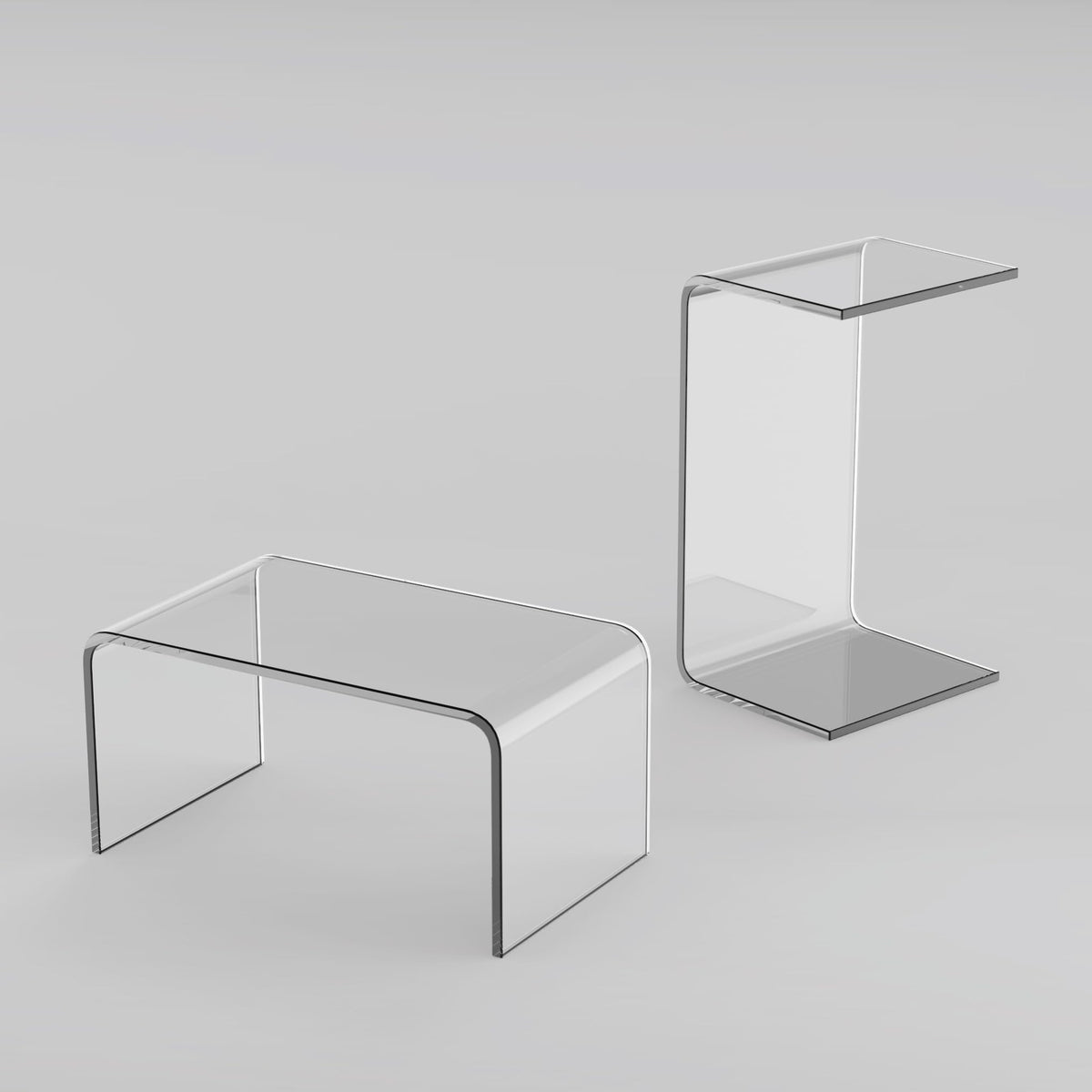 MESAILUP Acrylic Side Table, 24 L x 15 W x12 H x3/5 Thick C-Shape Clear Modern Decorative End Table, Multipurpose Coffee Tab
