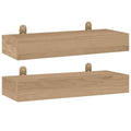 vidaXL Pair of Wall-Mounted Shelves - Solid Teak Wood Brown - Stylish Modern Wall Decor - Space-Saving Storage Solution for Bedroom, Living Room, Office - 15.7""x5.9""x2.4"", 340754
